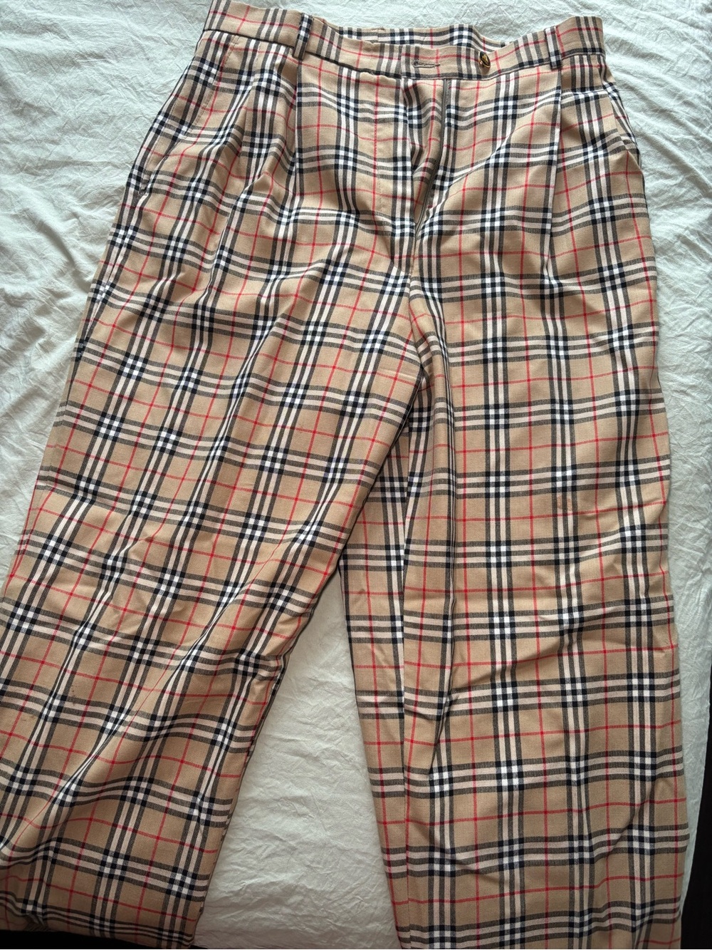 Classic Burberry Trousers in Beige, Black & Red